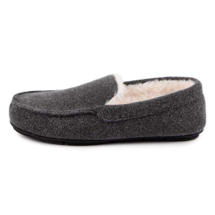 totes toasties® Mens Felt Moccasin Slipper With Sherpa Lining Grey Extra Image 4